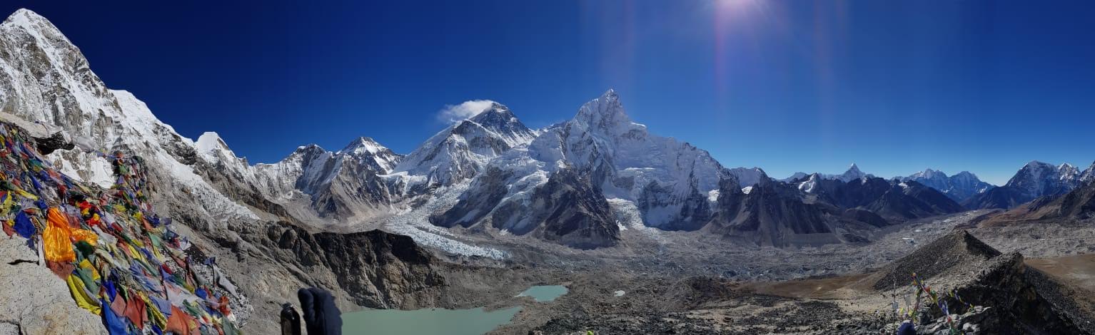 Everest from the top of the Renjo La